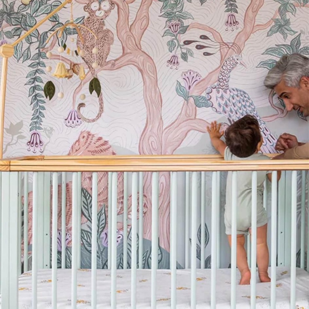 Soft Pink & Mint Nursery Wallpaper Mural -